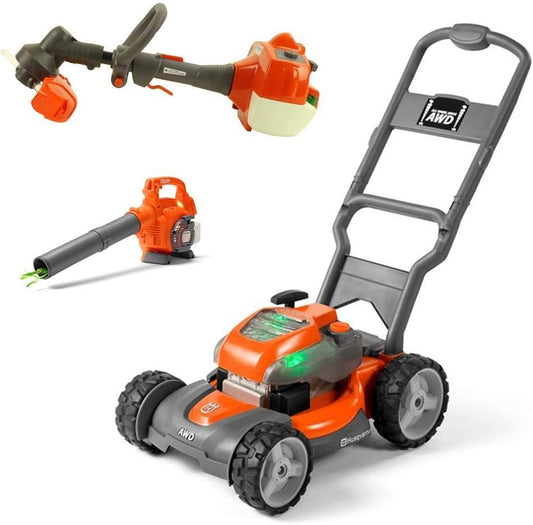 Kids Battery Operated Toy Leaf Blower + Weed Eater + Lawn Mower w/ Sound